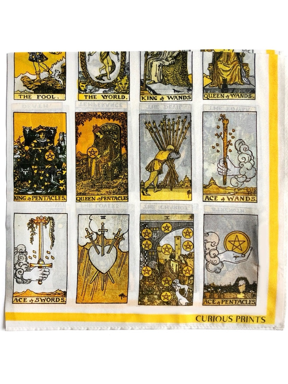 Tarot Card Print Scarf in Yellow, White, Black